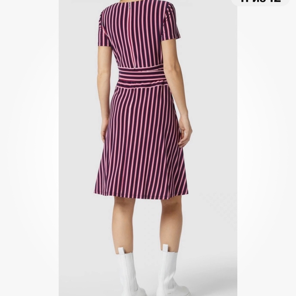 Lauren Ralph Lauren Women’s Multicolored Stripe Flare Short Sleeve Dress Size 16 - Picture 2 of 13